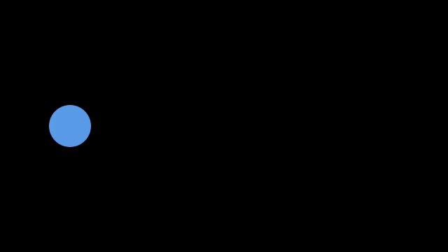 A blue ball moving from left to right