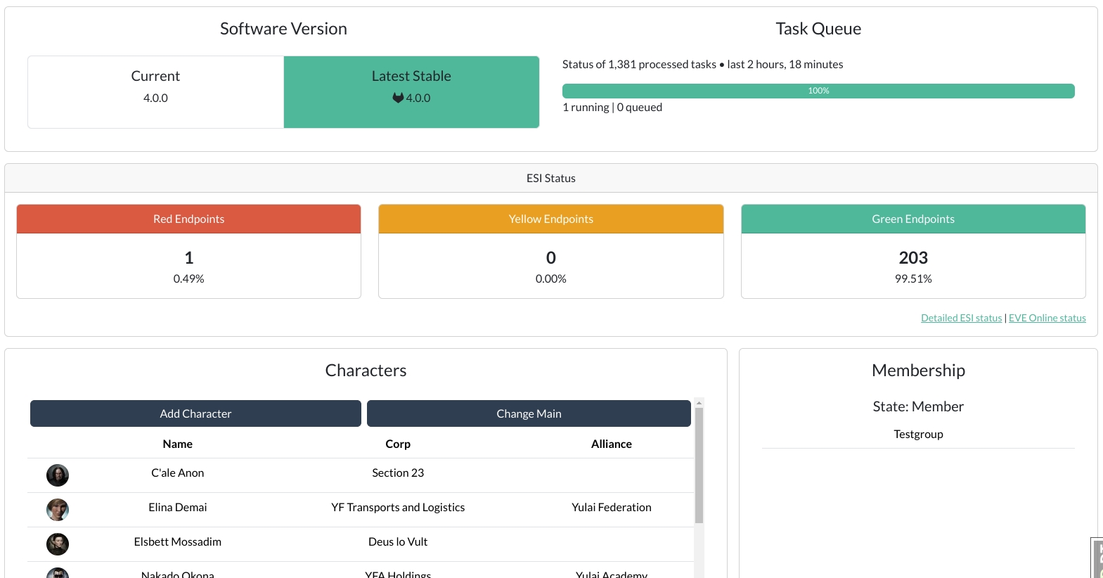 AA ESI Status Dashboard Widget