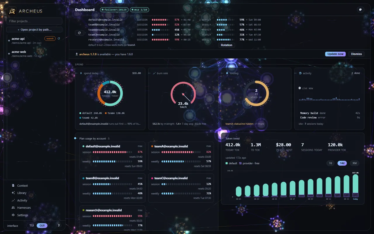 archeus dashboard