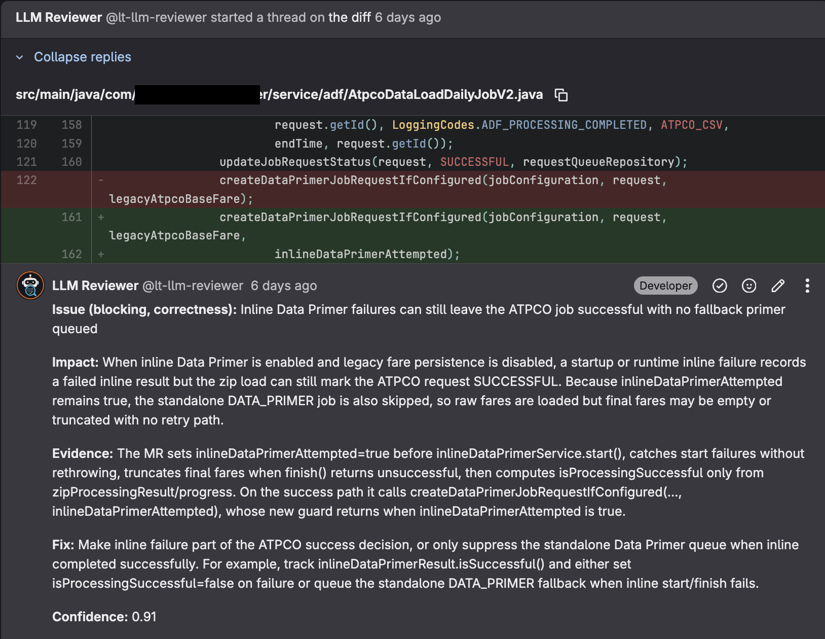 Sanitized inline finding — data primer