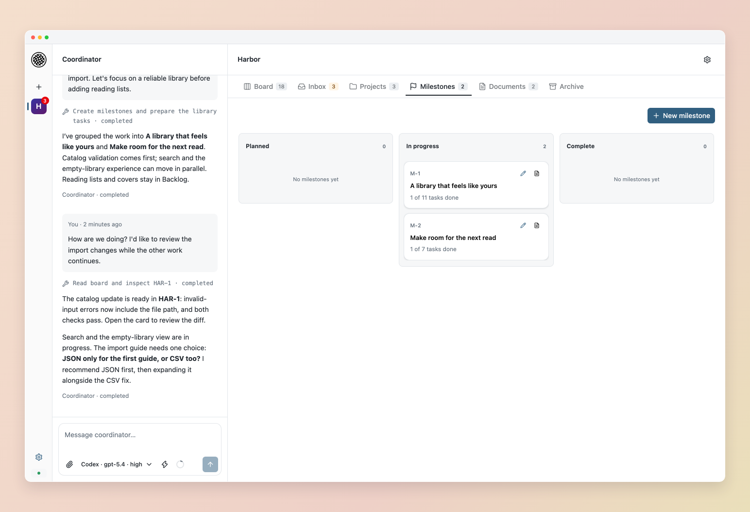 Milestones grouping work across projects