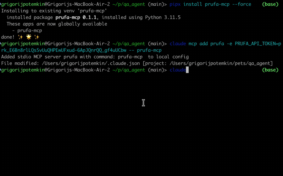 Installing prufa-mcp and wiring it into Claude Code