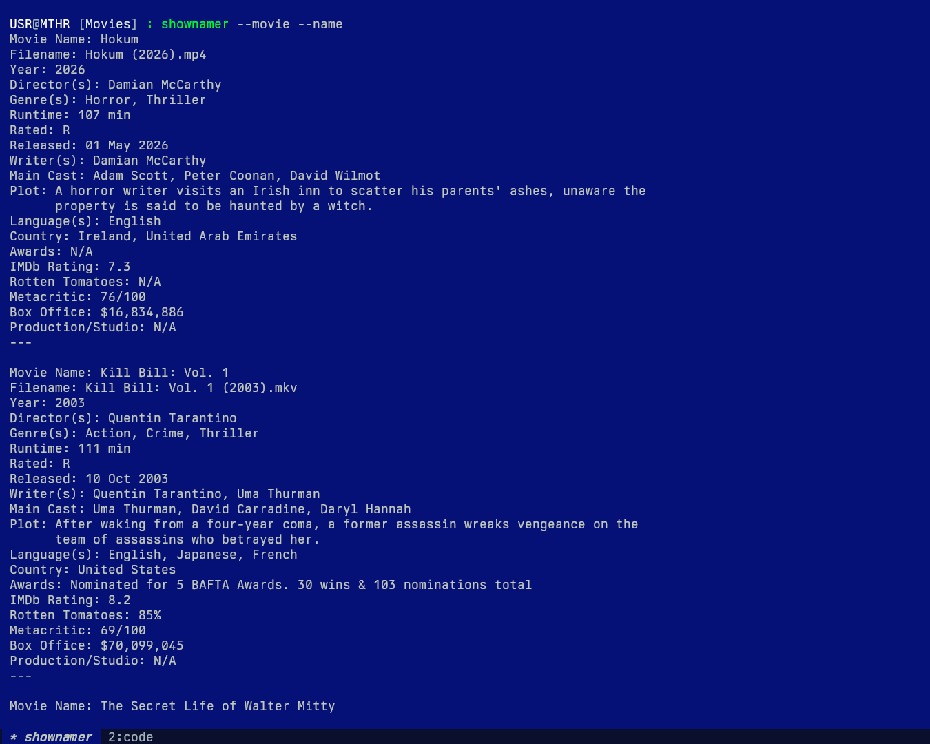 List Metadata of Movies