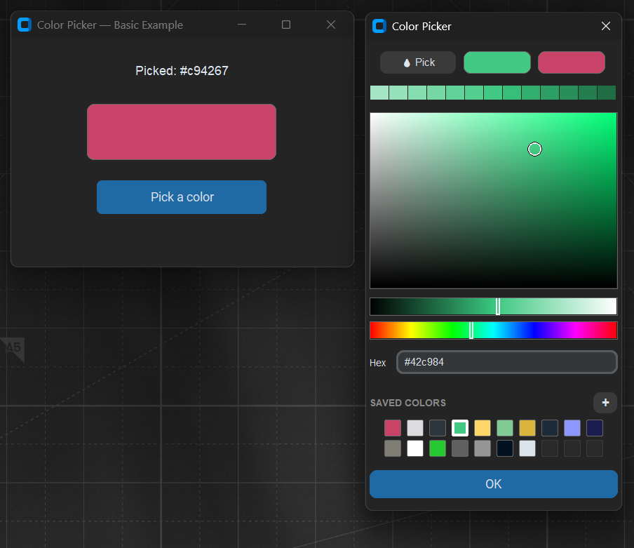 Picker integrated with an app