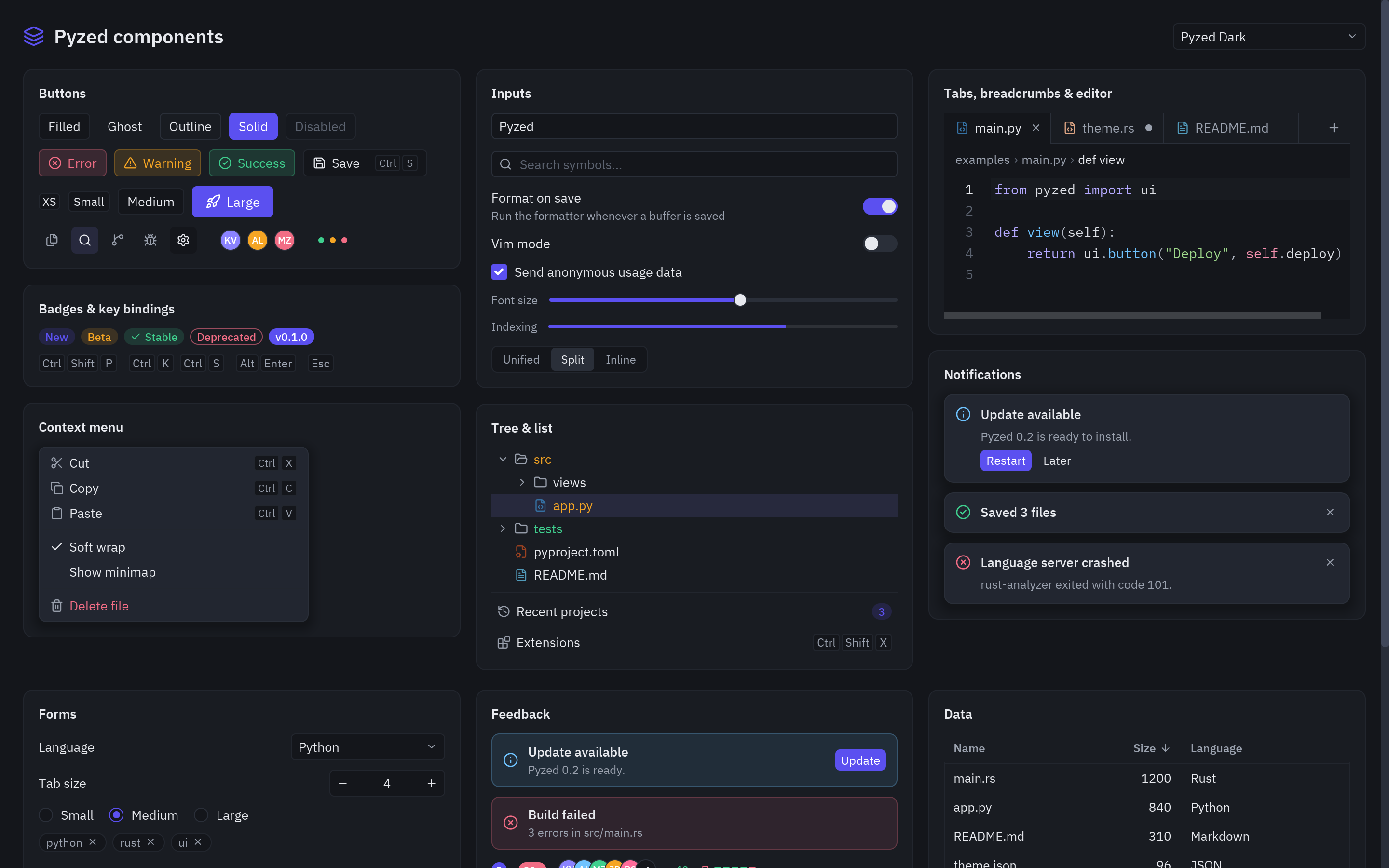 Component gallery