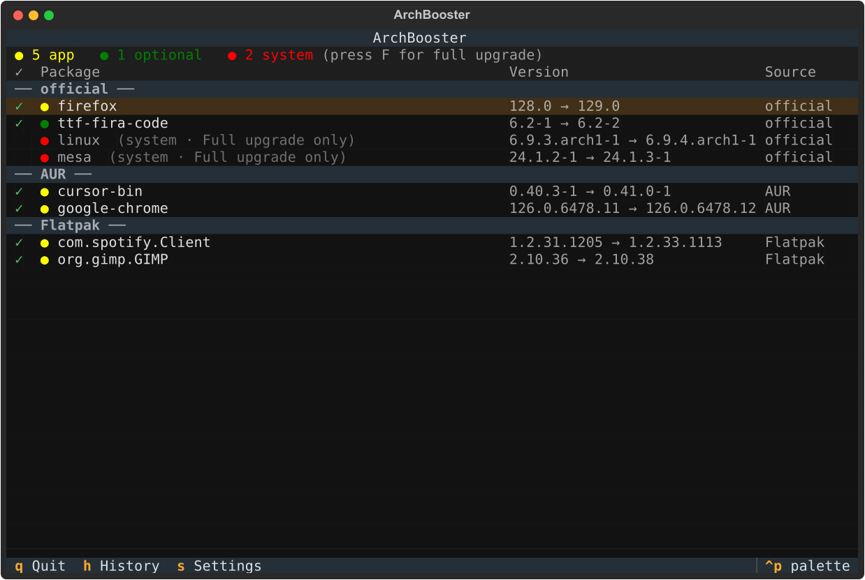 ArchBooster dashboard