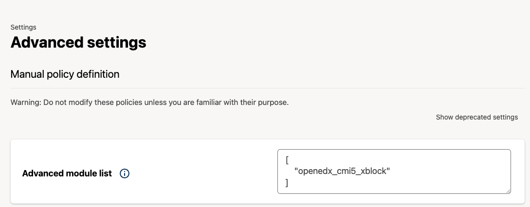 Update Advanced Settings