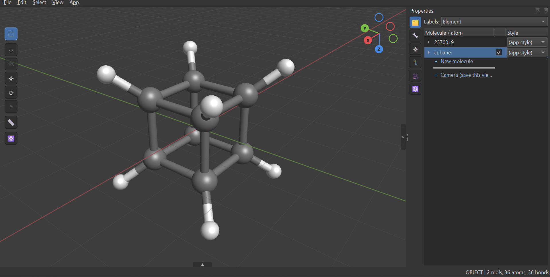 Two imported structures side by side in MoloM's outliner