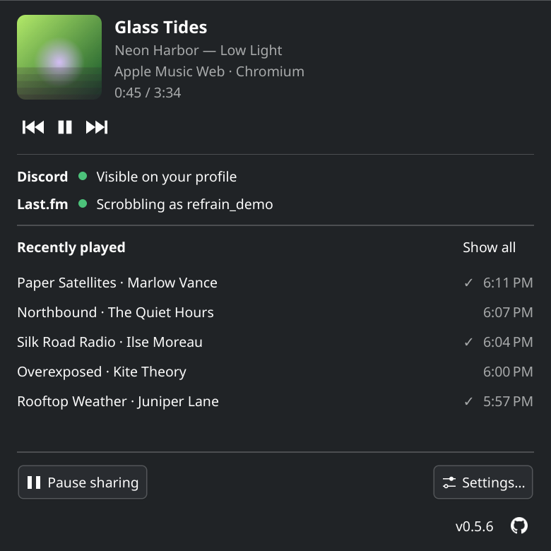 Status window