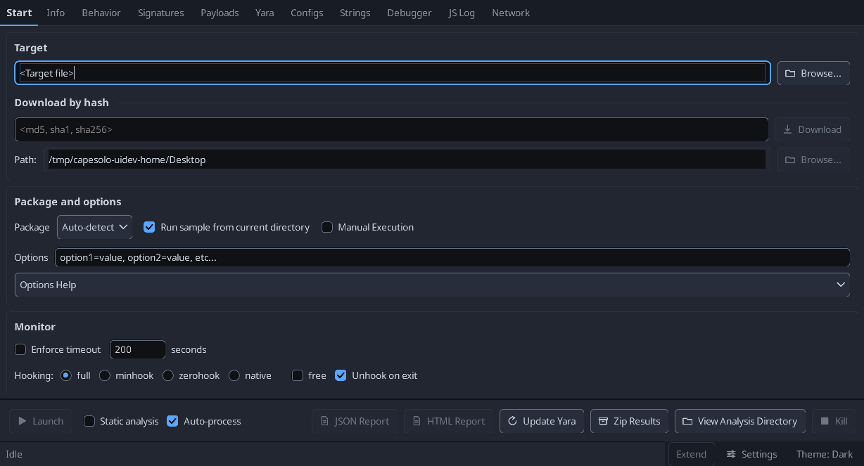 CAPEsolo, dark theme