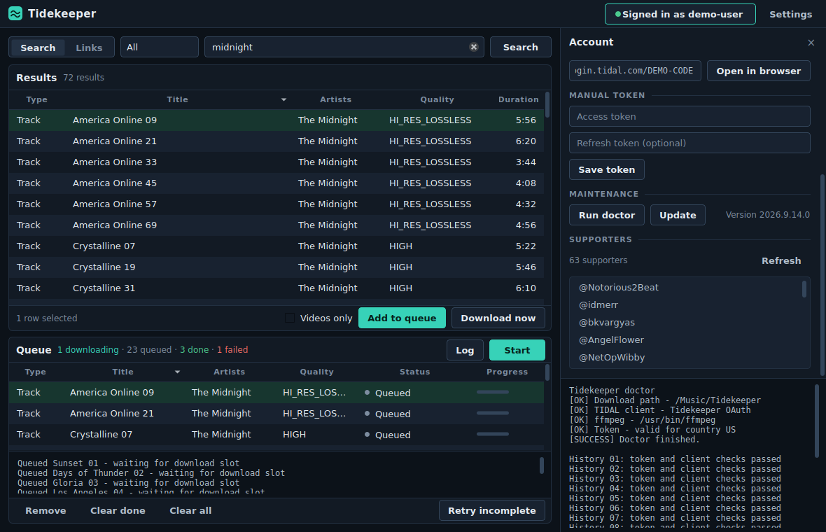 Account panel
