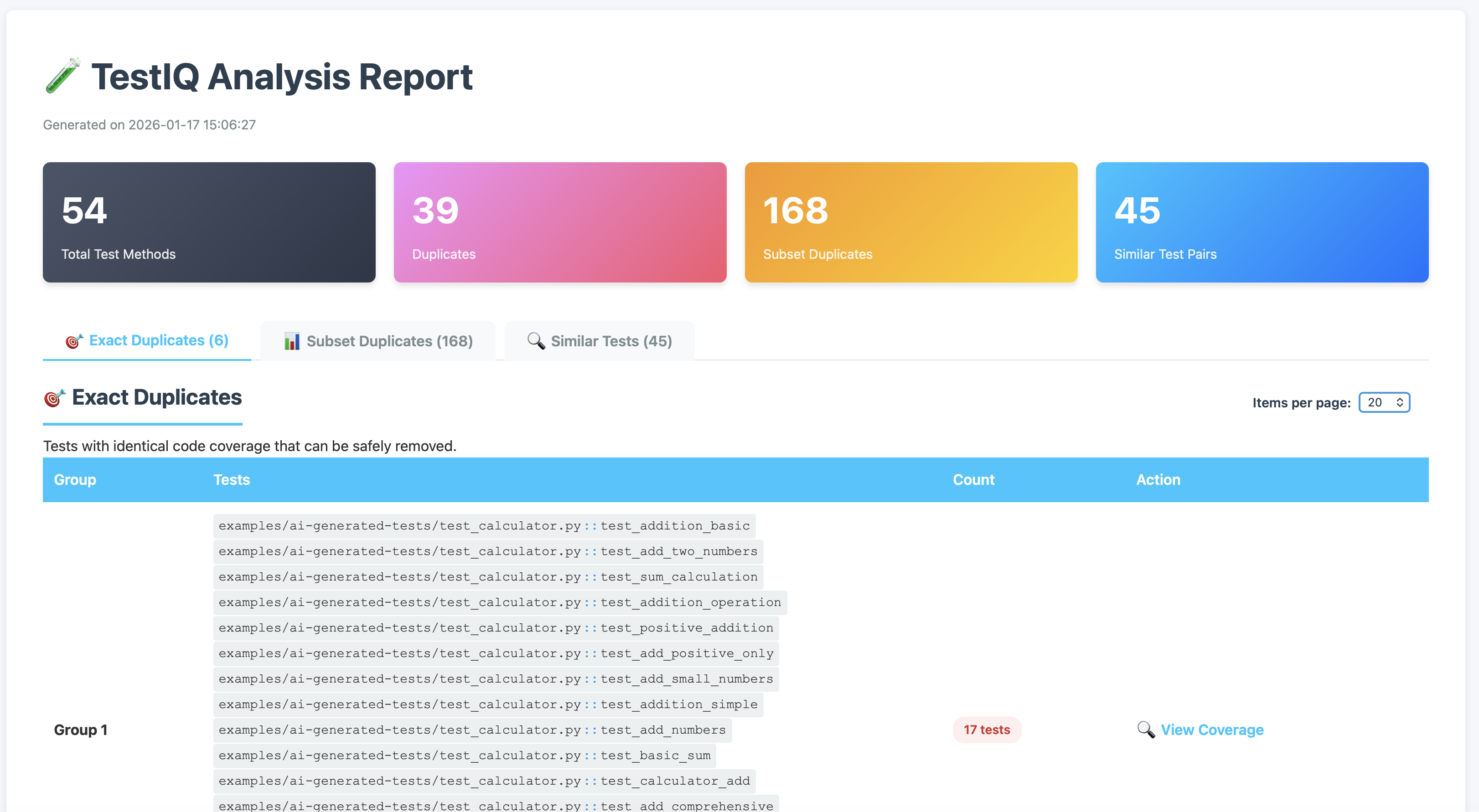 TestIQ Duplicate Detection
