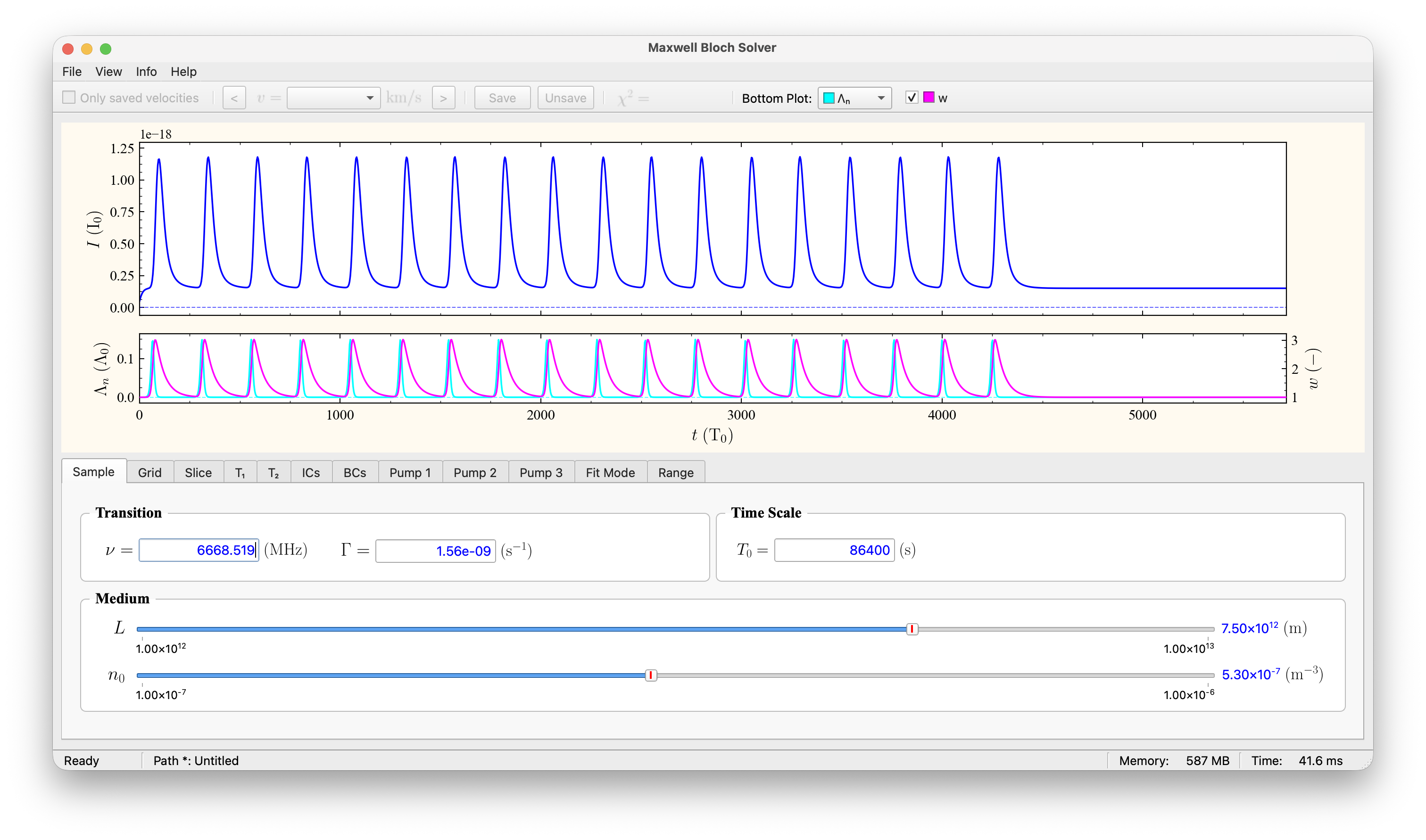 Maxwell Bloch Solver main window