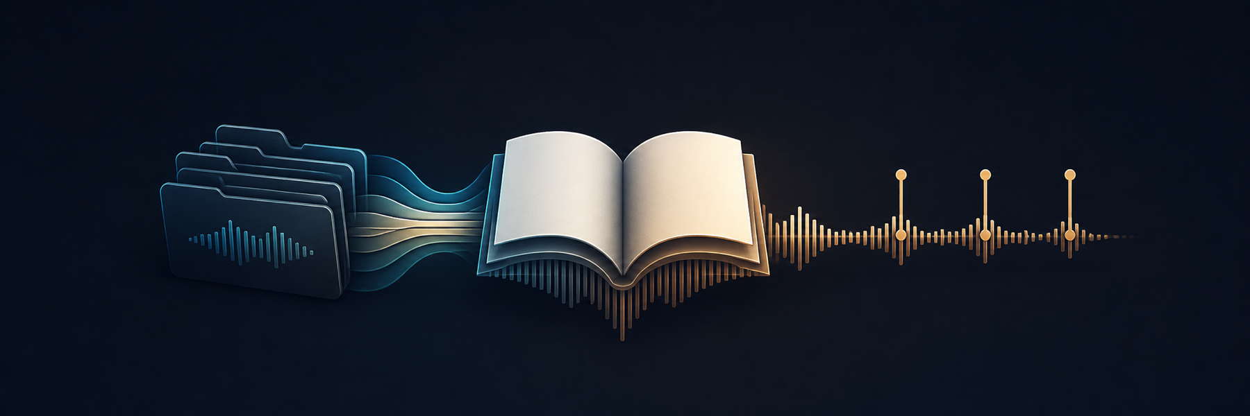 Audio folders flowing into a chaptered audiobook