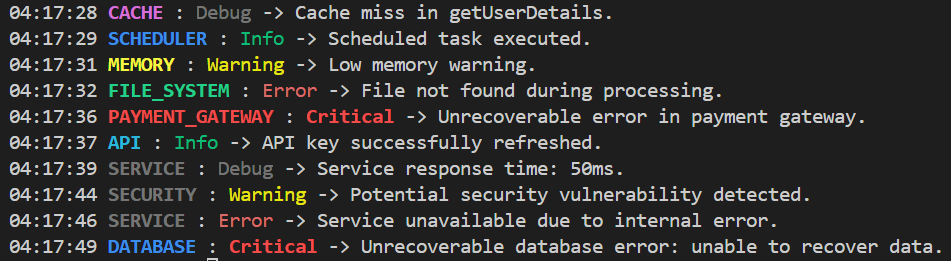 Terminal Output Example