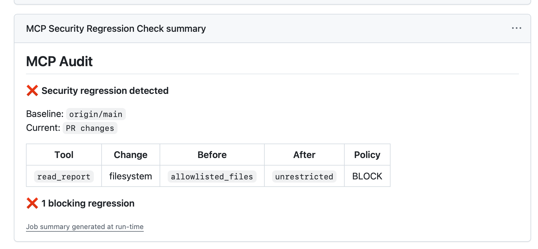 MCP Audit blocking an unrestricted filesystem regression