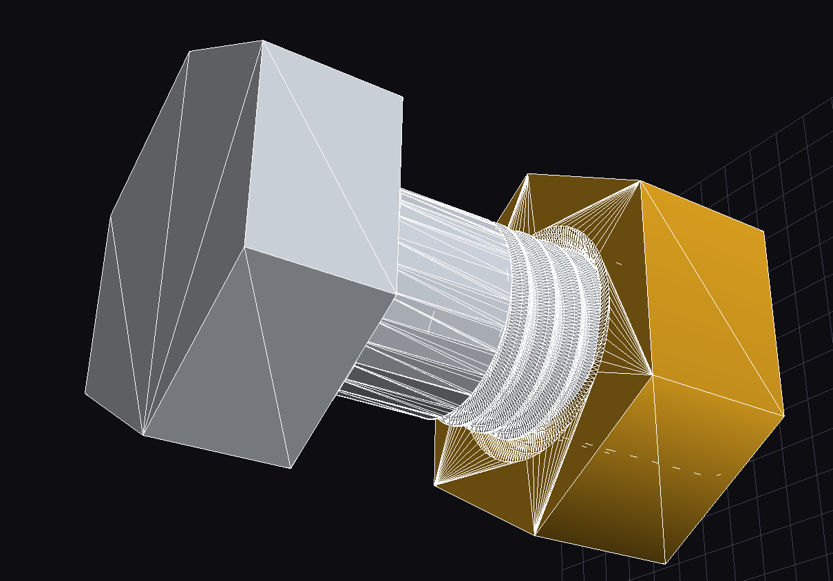 **yapCAD** M10 fastener pair with material properties