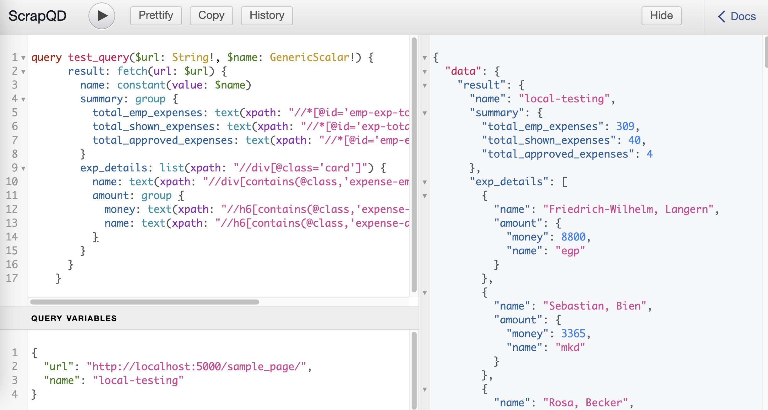 scrapqd ui