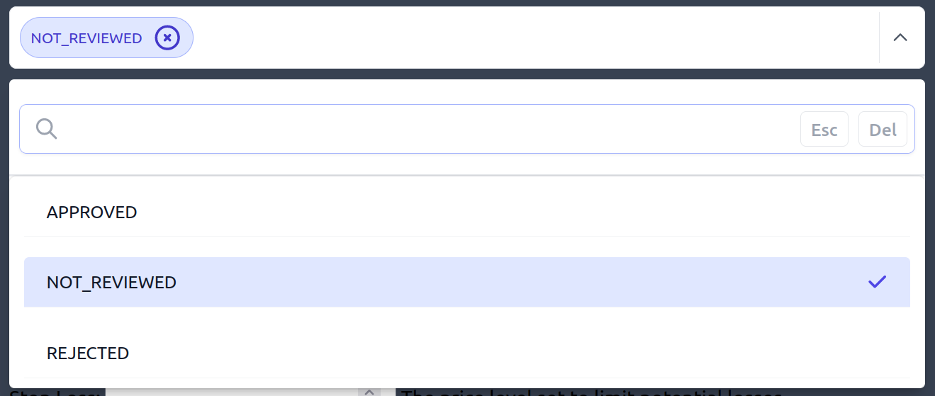 Tag dropdown with options