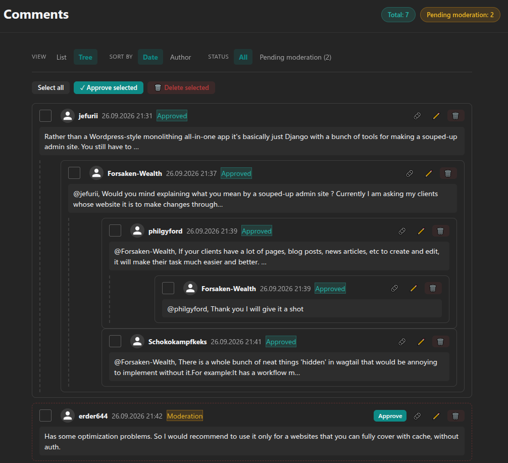 Admin Moderation Dashboard Tree