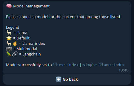 Answer expected when choosing the model `llama-index | simple-llama-index` in the `Chat Settings/Model Management` section