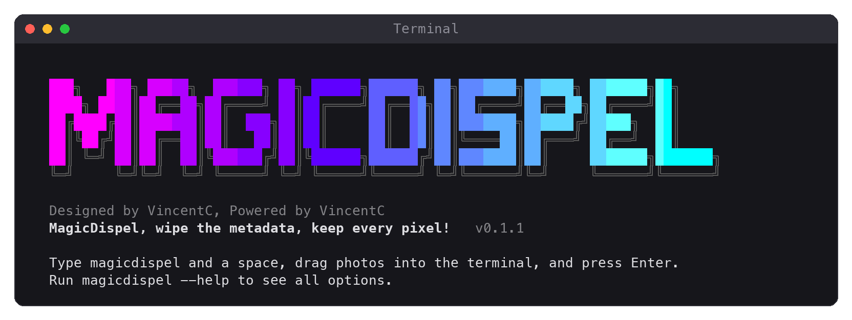 MagicDispel: wipe the metadata, keep every pixel