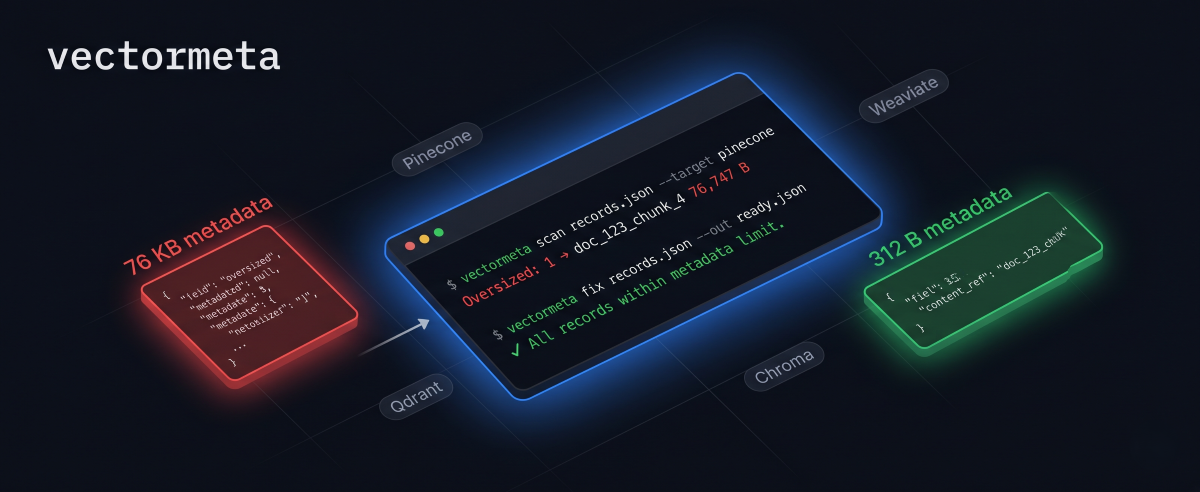vectormeta banner showing oversized vector metadata reduced into clean sidecar references