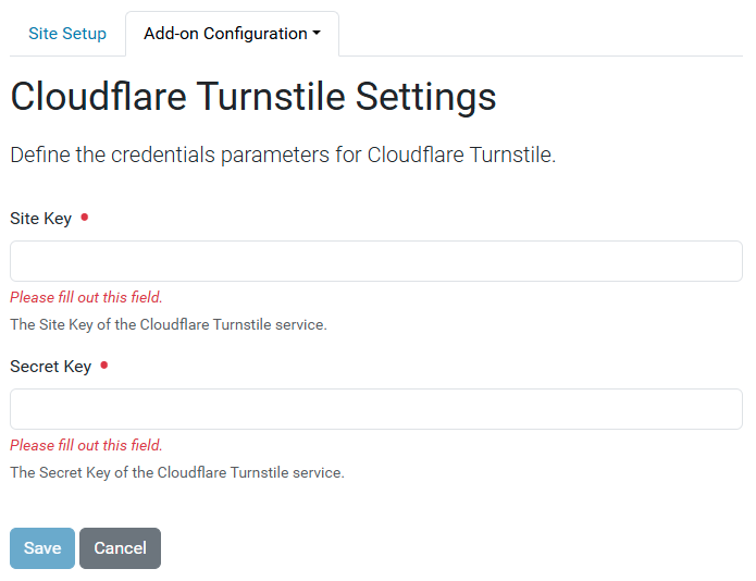 Cloudflare Turnstile Settings