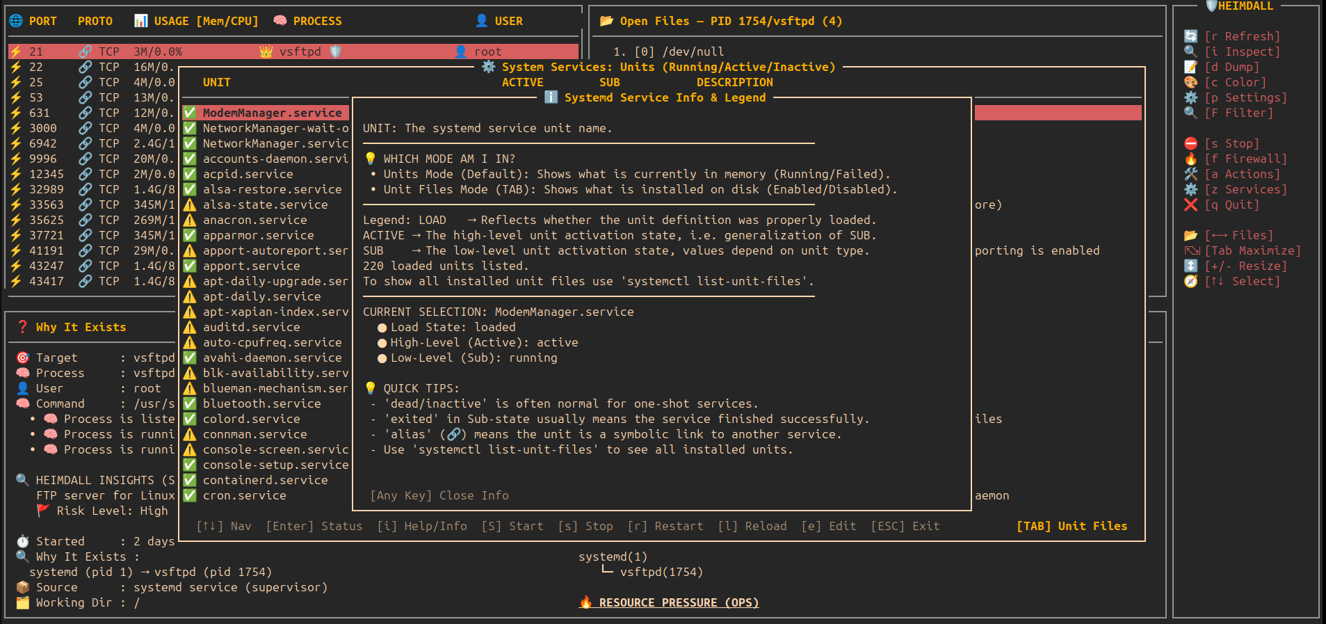 heimdall services info