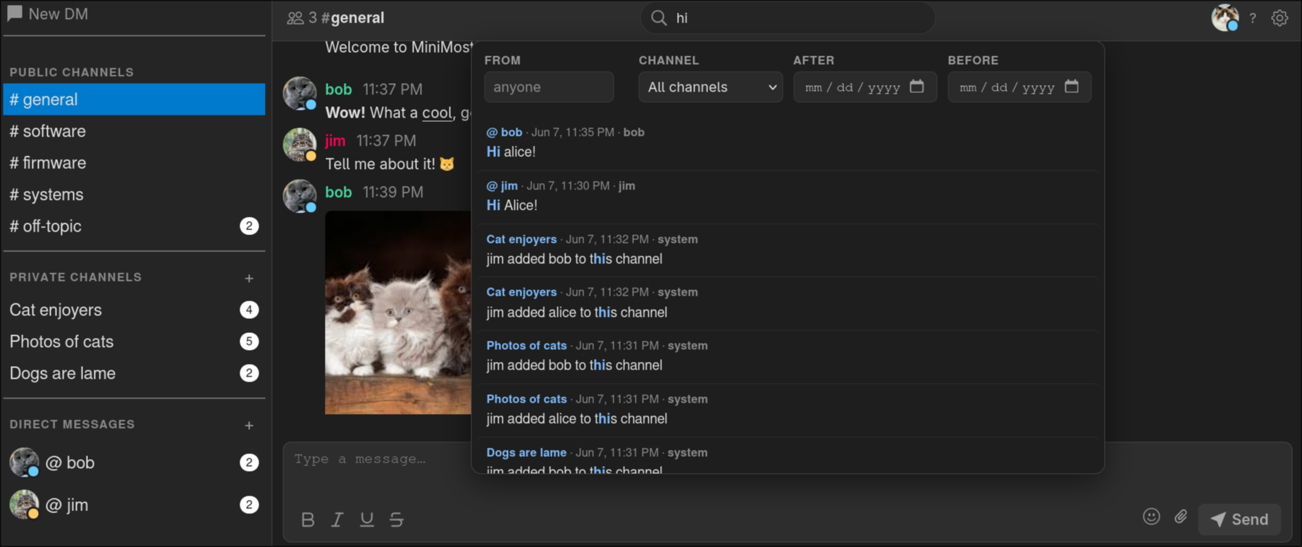 Message search