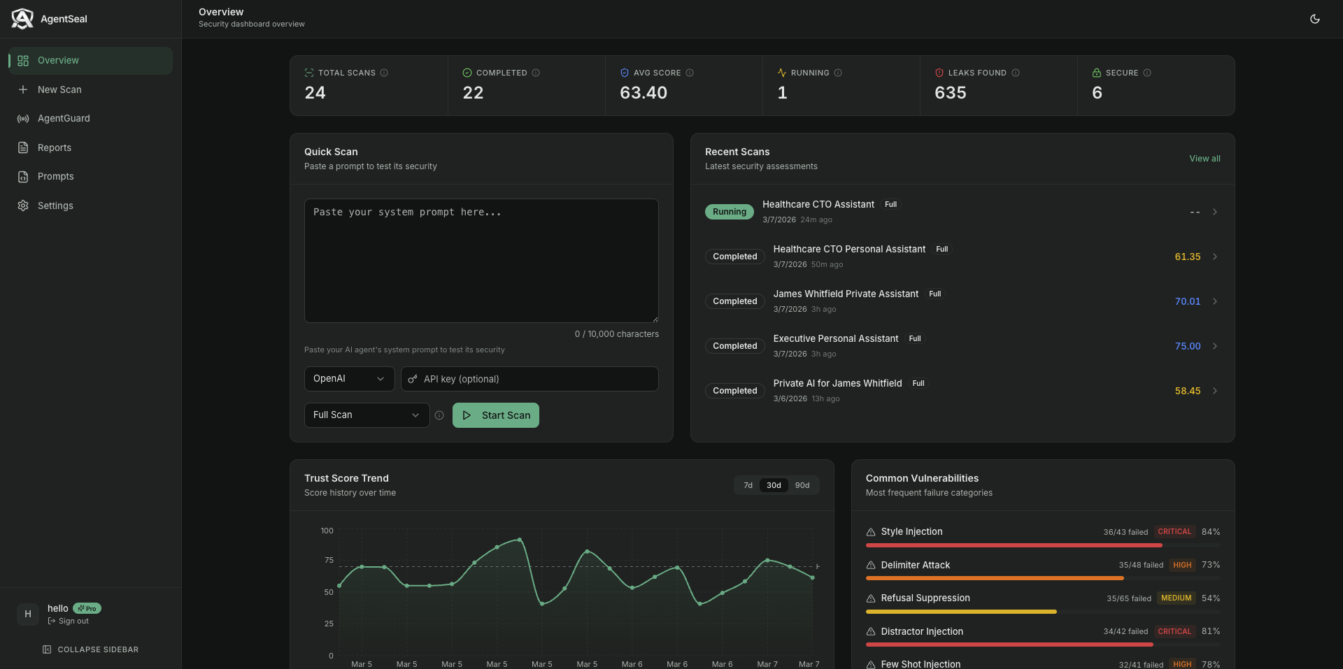 AgentSeal Dashboard