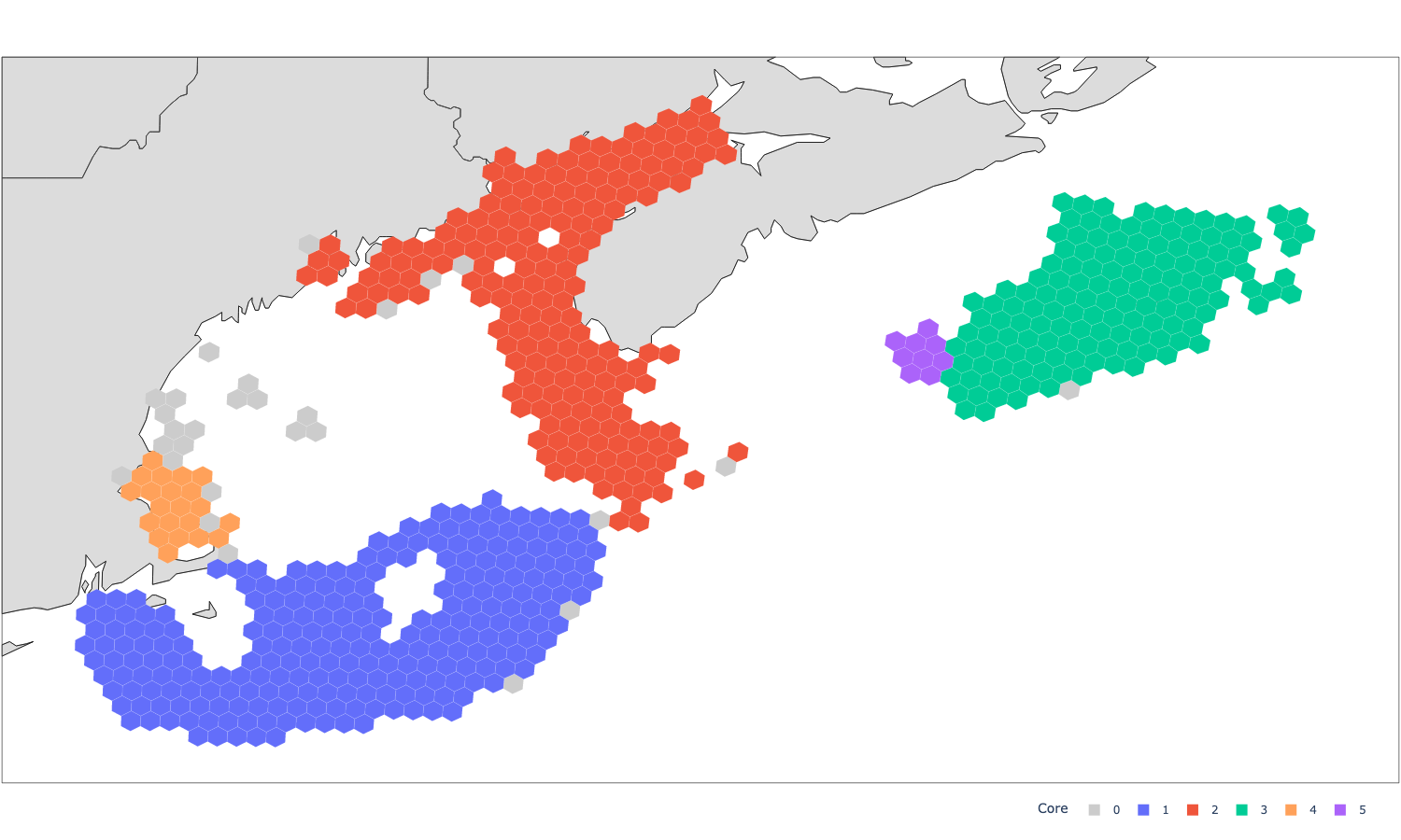 Robust cores of sea scallop connectivity community structure in the Northwest Atlantic