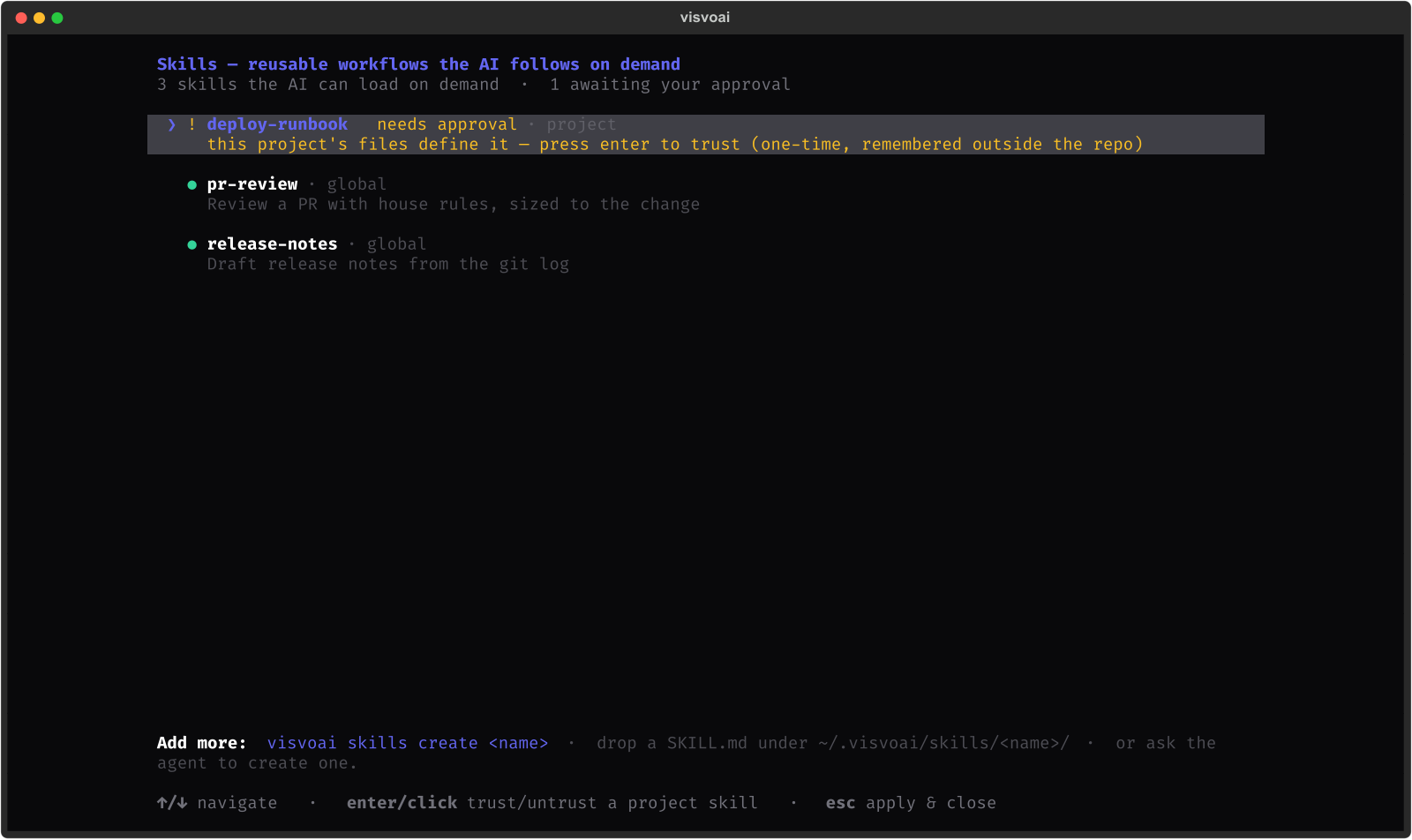 Project skill awaiting one-time trust