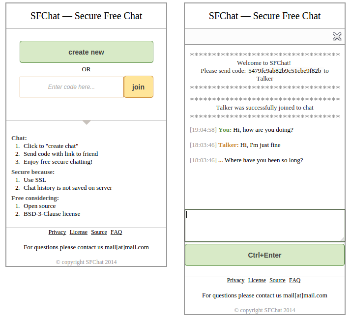 Main and chat pages