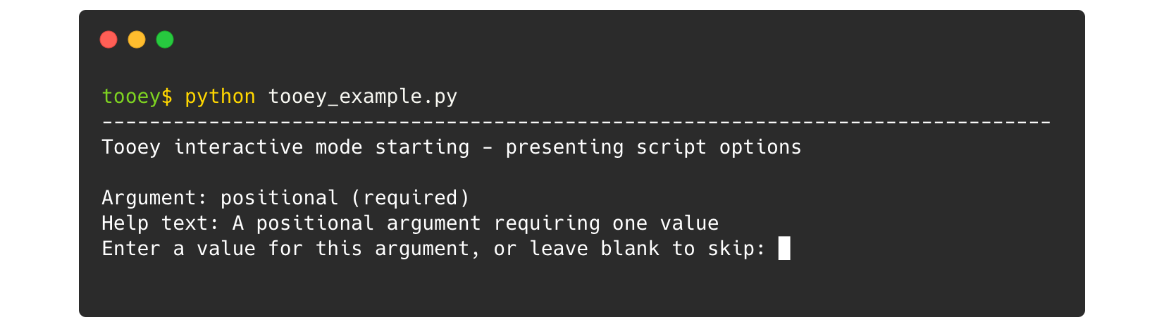 Running a command line script with the Tooey decorator (sample)