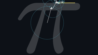 Fourier series: a chain of rotating arrows draws the outline of π
