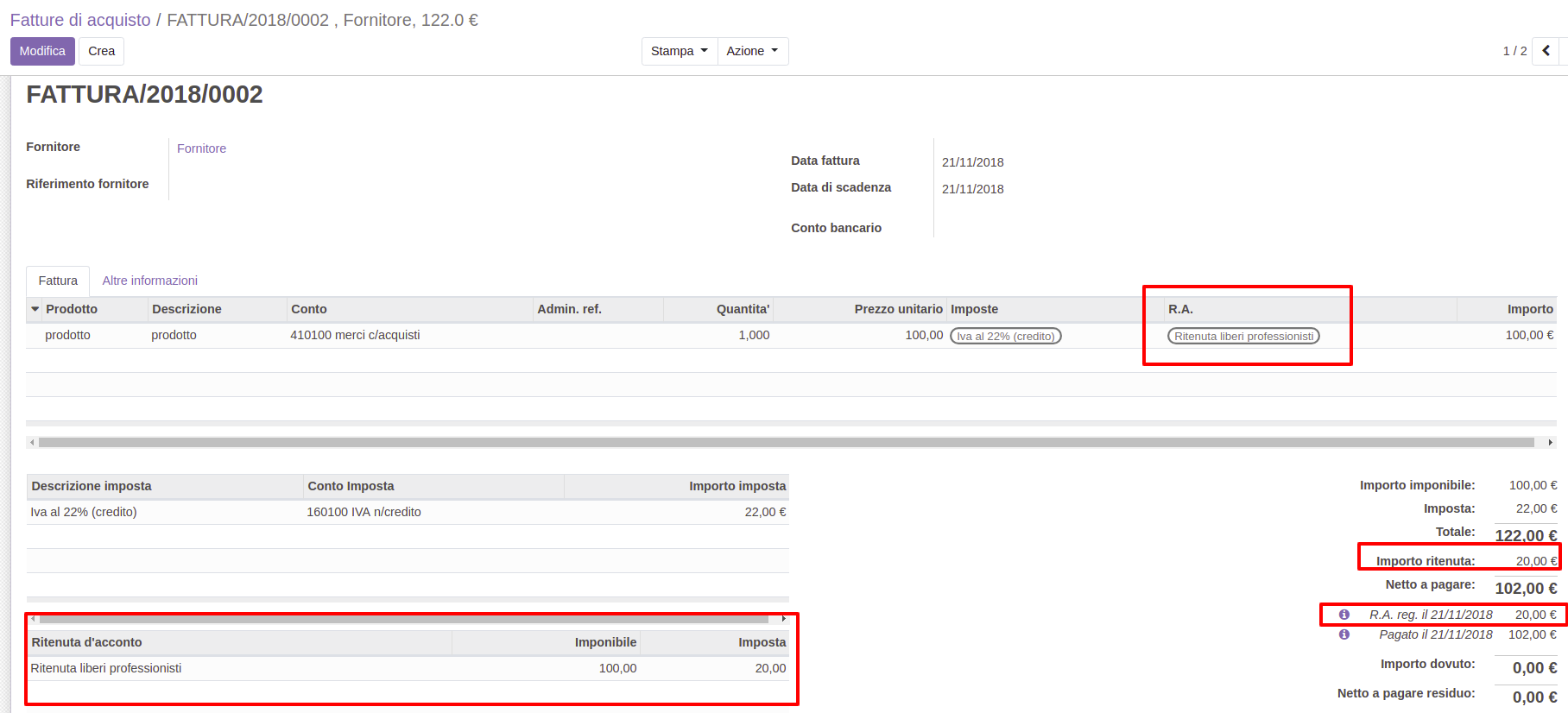 Supplier invoice