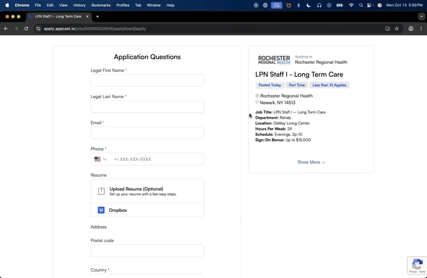 Job Application Demo
