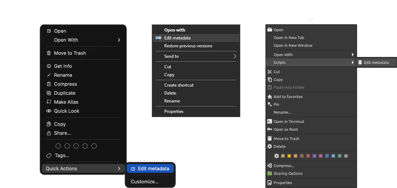 Right-click integration on macOS, Windows and Linux