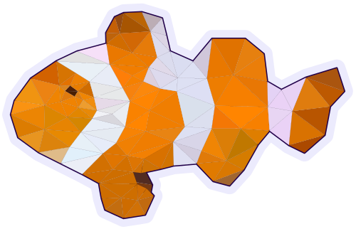 Picture of an Ocellaris clownfish in a triangulated style