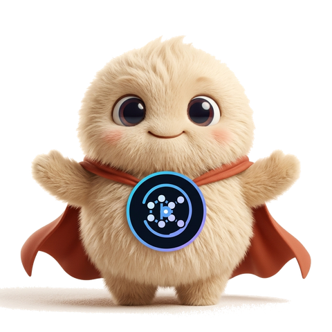 SuperLocalMemory mascot, a fluffy caped helper with the SLM logo, arms open