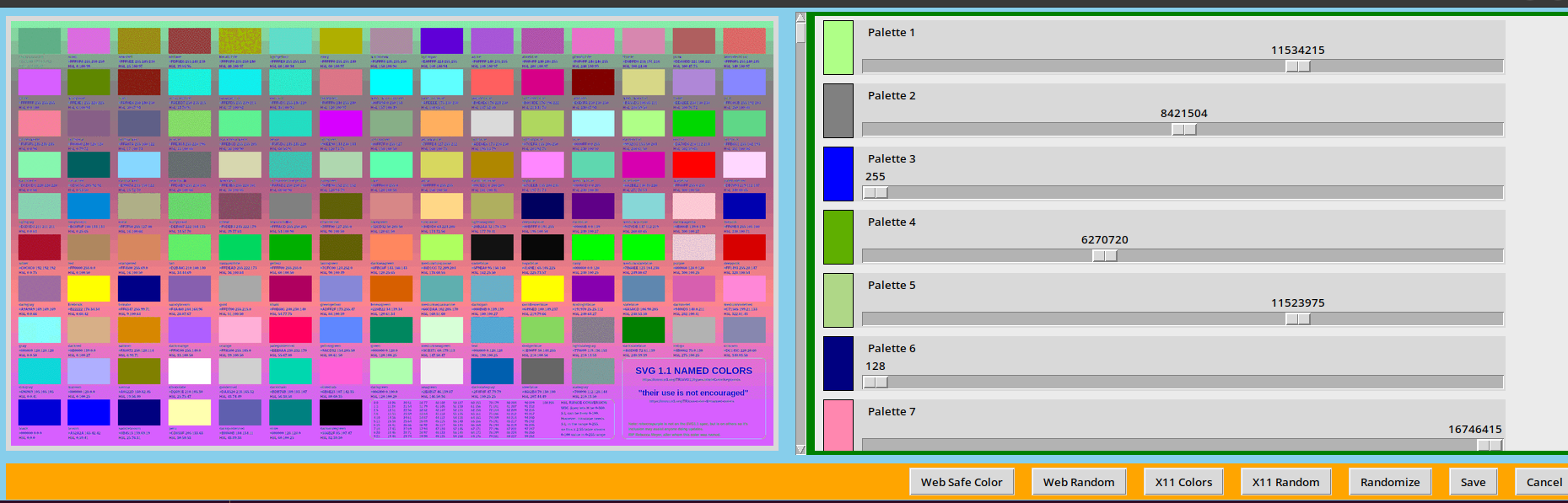 PLTE Tkinter palette editor