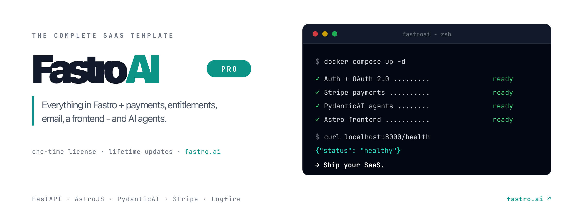 FastroAI Template - the complete FastAPI SaaS template: auth, Stripe payments, entitlements, email, frontend and AI