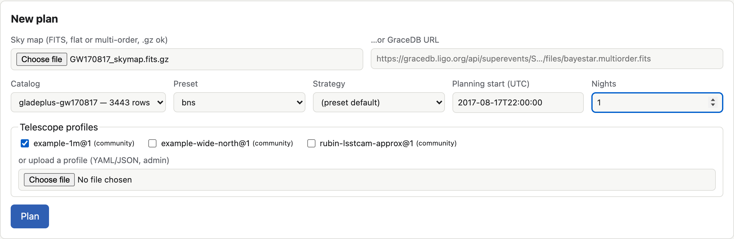 New plan form