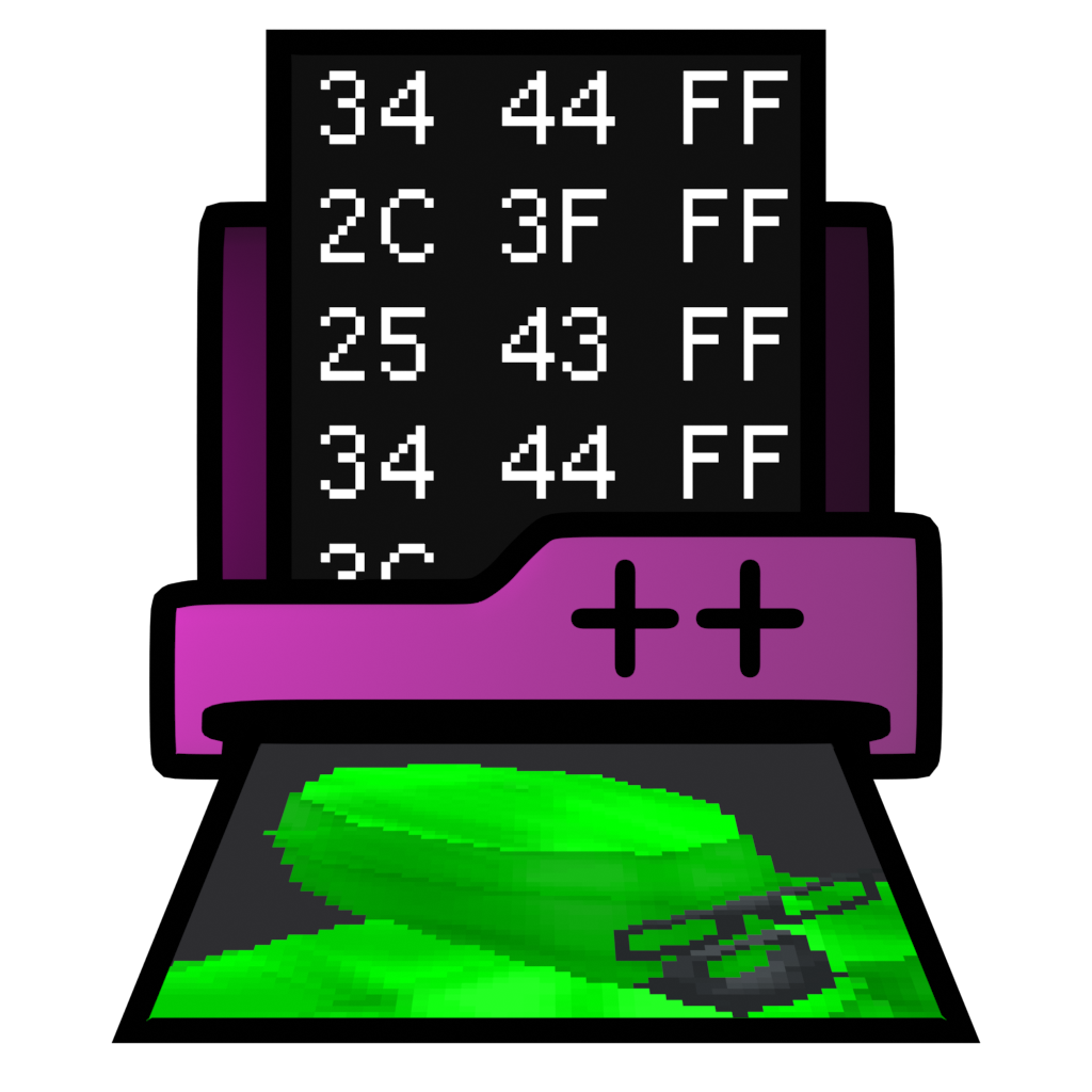The Source Pretty Parsers logo. A printer-esque device is scanning a page with hex codes and printing a picture of Cordon Freeman.