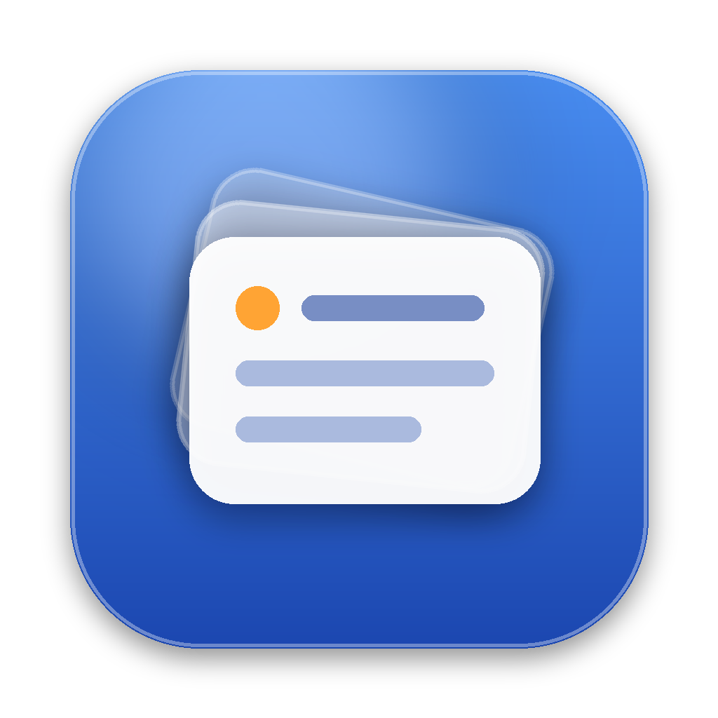 Chronicle app icon: a stack of glass session cards