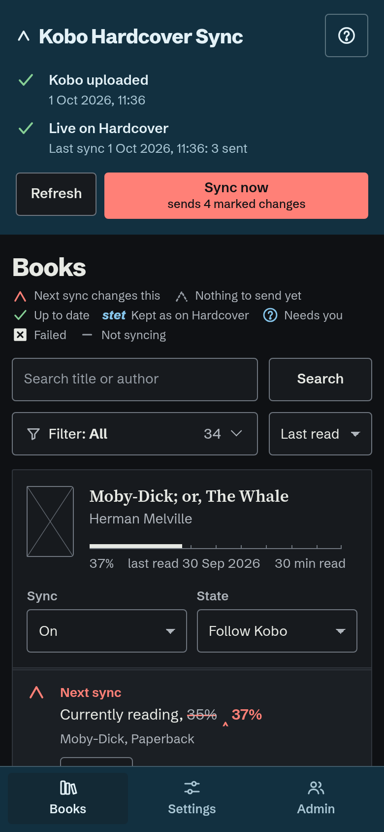 The same page on a phone, at night
