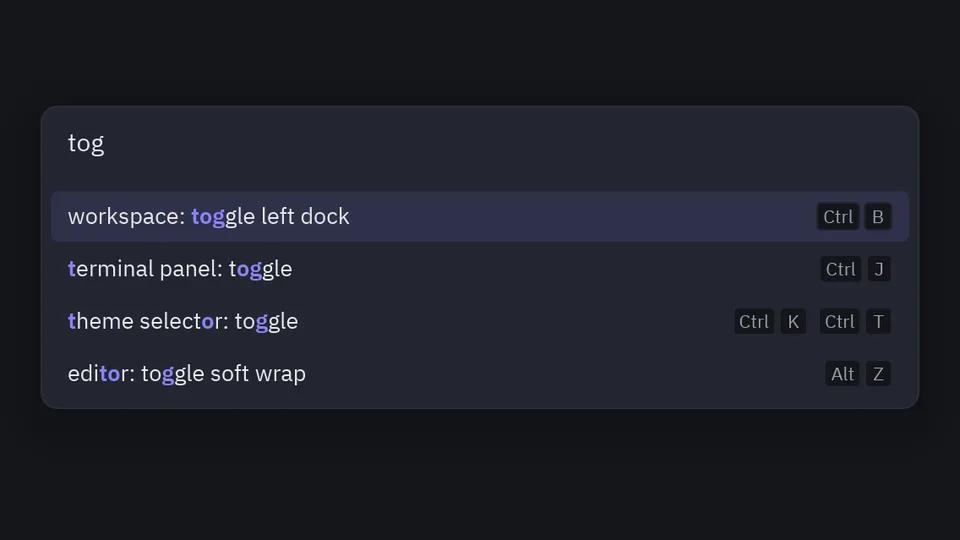 Filtering commands as you type