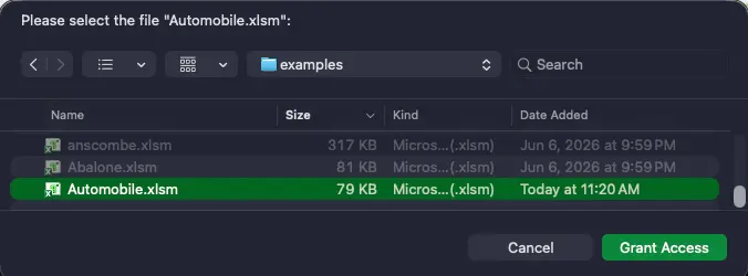 Grant file access prompt