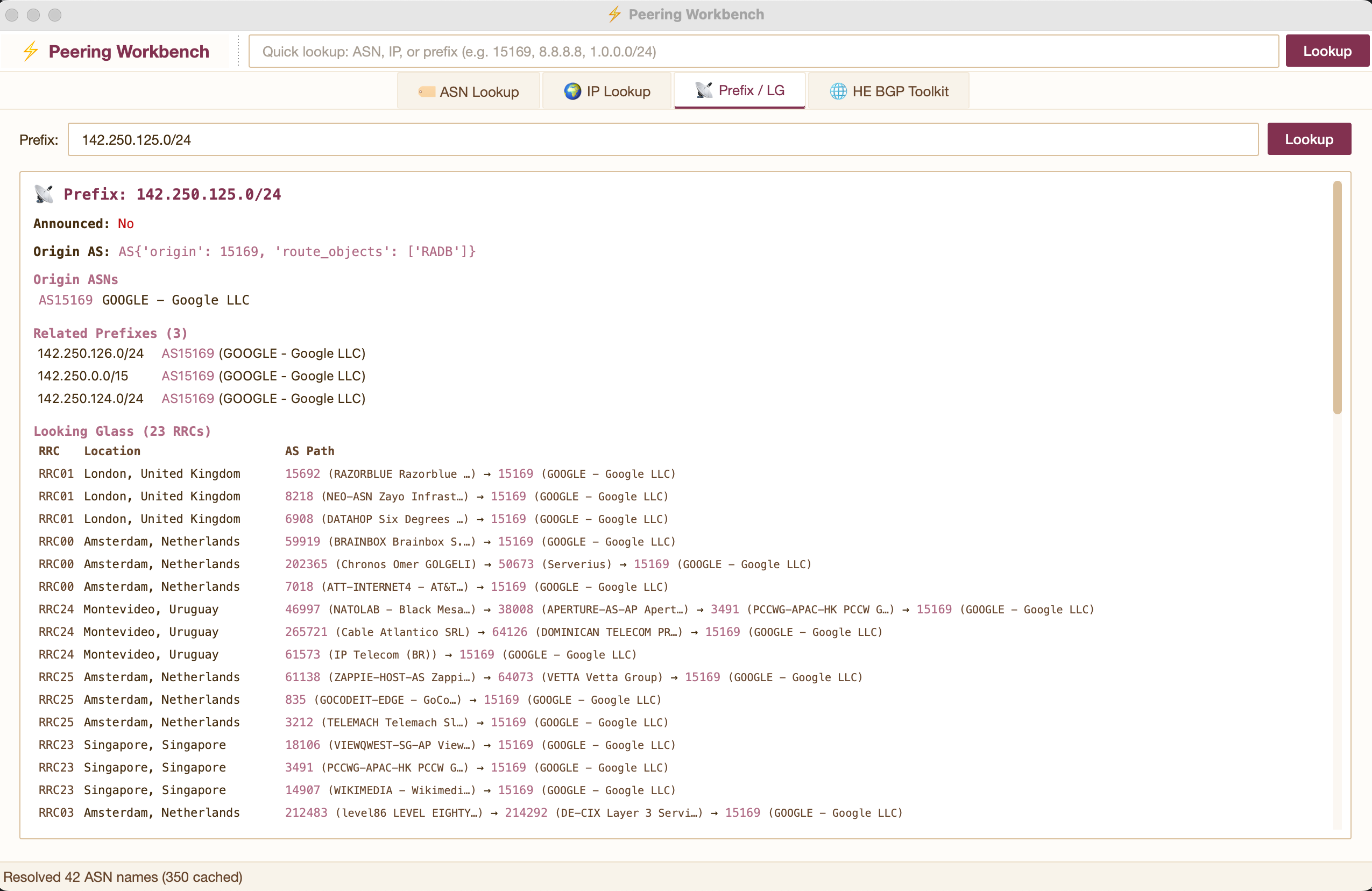 Prefix / Looking Glass with RPKI and IRR